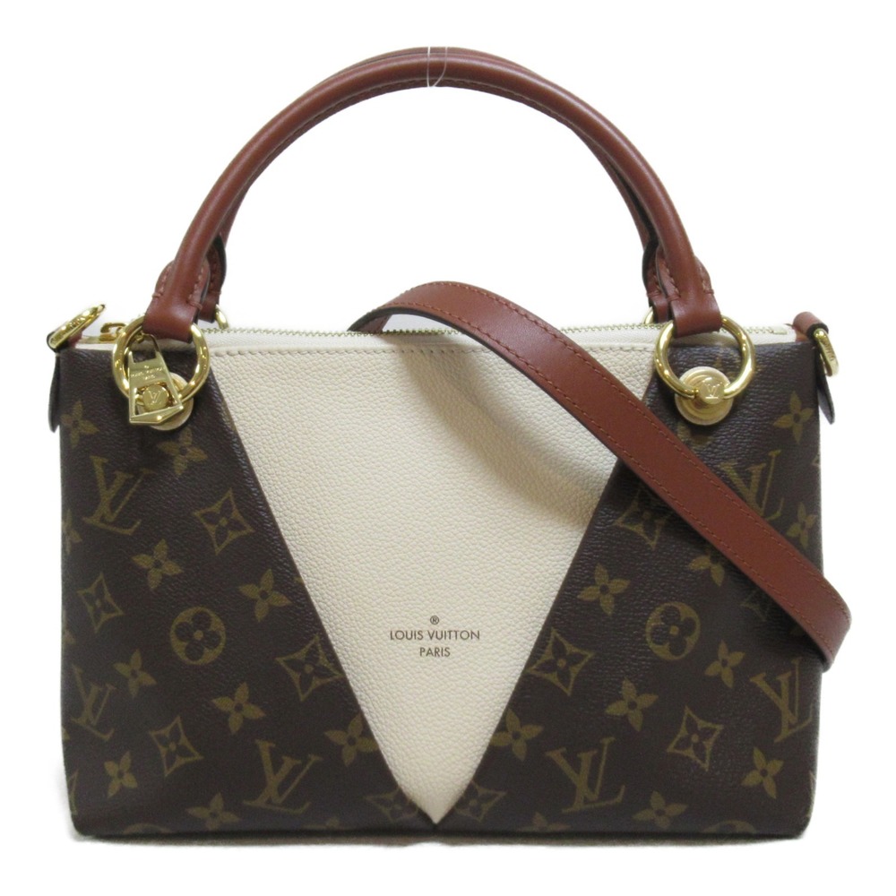 Louis Vuitton V Tote BB Shoulder Bag Calf Leather Monogram Brown